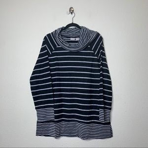 Chico’s Zengery Cowl Neck Striped Tunic Sweater